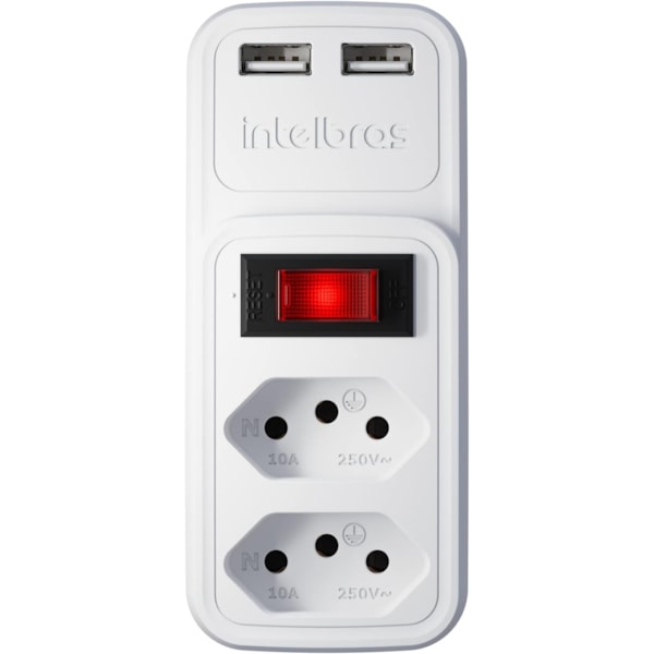 ADAPTADOR ELETRICO BRANCO 2 TOMADAS + 2 USB EAC 202 INTELBRAS 4824400