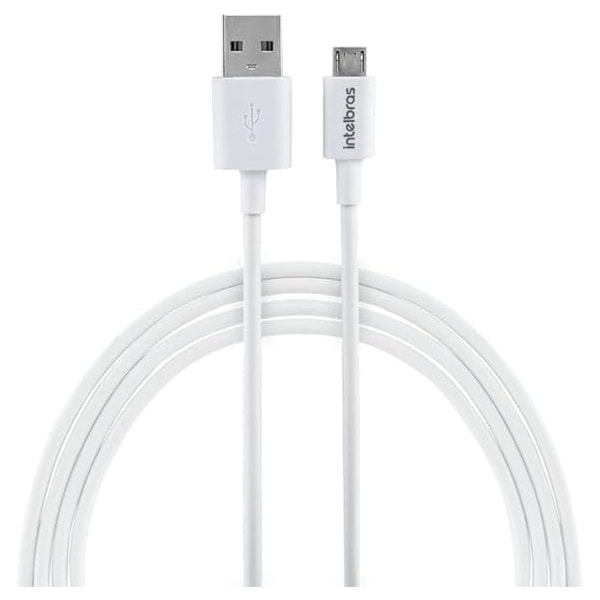 CABO MICRO USB X USB 1,2M PVC BRANCO 3A INTELBRAS 4830063