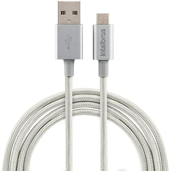 CABO MICRO USB X USB 1,5M NYLON BRANCO 3A 15W INTELBRAS 4830066