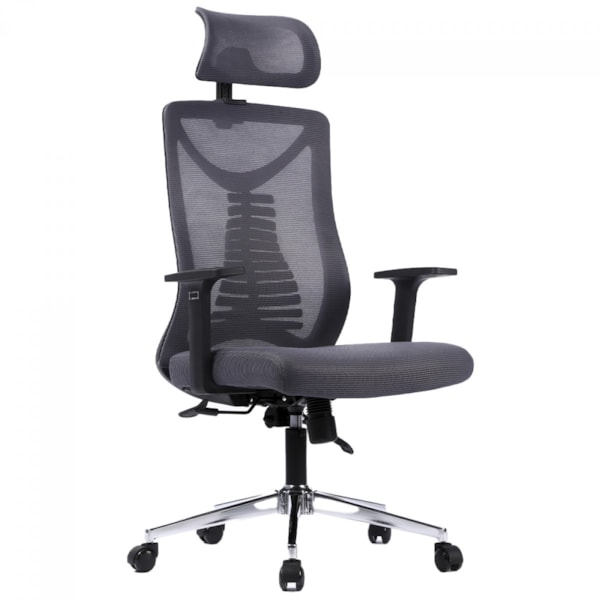 CADEIRA OFFICE MESH CINZA ESTRUT PRETO ERGO ELITE BLUECASE - BCOE-01GYBK