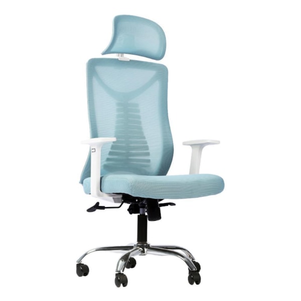 CADEIRA OFFICE MESH VERDE ESTRUT BRANCO ERGO PRIME BLUECASE - BCOP-04GRW