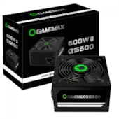 FONTE 600W GS600 GAMEMAX PFC ATIVO 80 PLUS WHITE COM CABO GS600PSV3SS5000BR