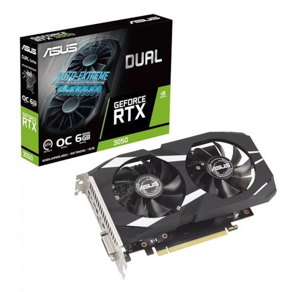 PLACA DE VÍDEO ASUS DUAL GEFORCE RTX 3050 6GB GDDR6 96 BITS   DUAL-RTX3050-6G