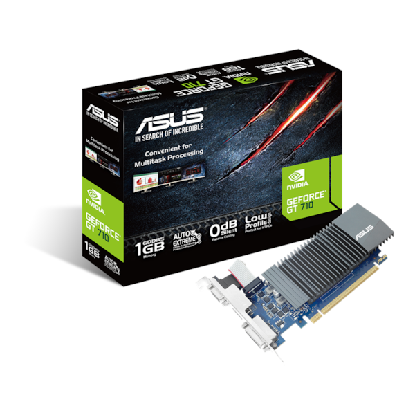 PLACA DE VIDEO ASUS GEFORCE GT 710 1GB GDDR5 DVI/HDMI/VGA GT710-SL-1GD5 90YV0AL0-M0NA00