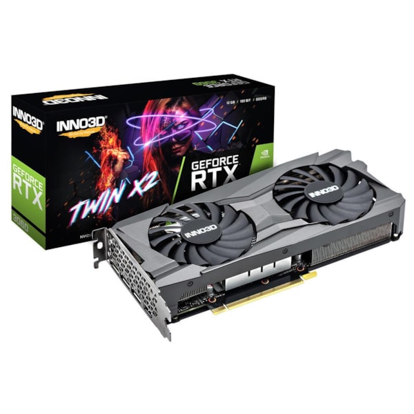 PLACA DE VIDEO RTX 3060 12GB GDDR6 192 BITS TWIN X2 INNO3D N30602-12D6-119032AH